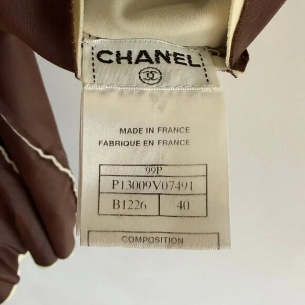 CHANEL VINTAGE 1999 BROWN STRIPED MINI DRESS